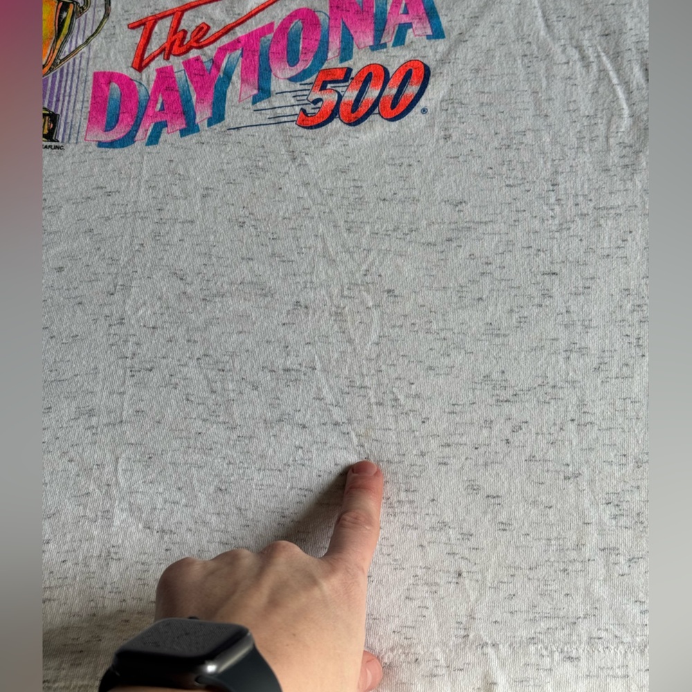 Vintage 1990’s NASCAR Racing Daytona
500 short sleeve tee shirt Light Gray XL - Picture 13 of 14